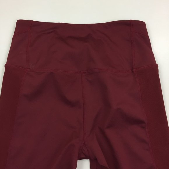 FREE PEOPLE MOVEMENT Maroon Sheer Mesh Inserts Pull On Leggings Pants - Picture 10 of 12